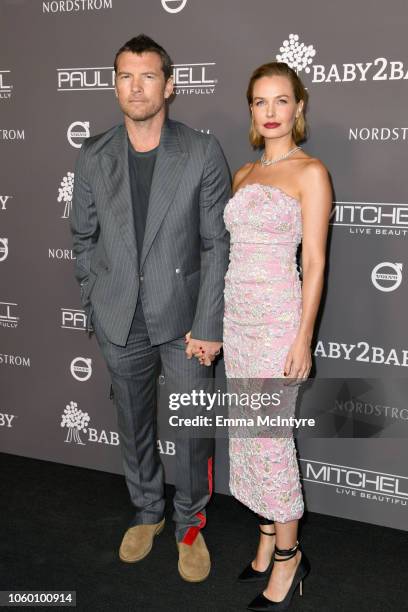 Sam Worthington and Lara Bingle attend the 2018 Baby2Baby Gala Presented by Paul Mitchell at 3LABS on November 10, 2018 in Culver City, California.