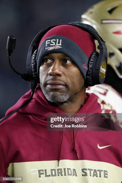 Head coach Willie Taggart of the Florida State Seminoles looks on against the Notre Dame Fighting Irish in the third quarter of the game at Notre...