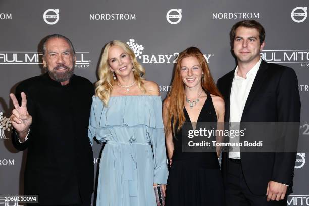 John Paul DeJoria, Eloise Broady DeJoria, guest, and John Anthony DeJoria attend the 2018 Baby2Baby Gala Presented by Paul Mitchell at 3LABS on...