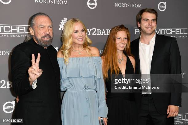 John Paul DeJoria, Eloise Broady DeJoria, guest, and John Anthony DeJoria attend the 2018 Baby2Baby Gala Presented by Paul Mitchell at 3LABS on...