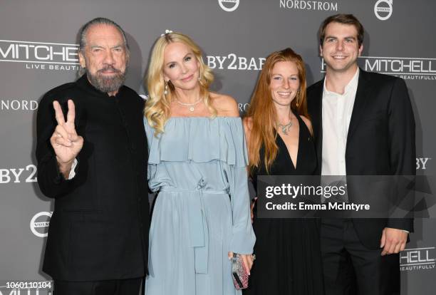 John Paul DeJoria, Eloise Broady DeJoria, guest, and John Anthony DeJoria attend the 2018 Baby2Baby Gala Presented by Paul Mitchell at 3LABS on...
