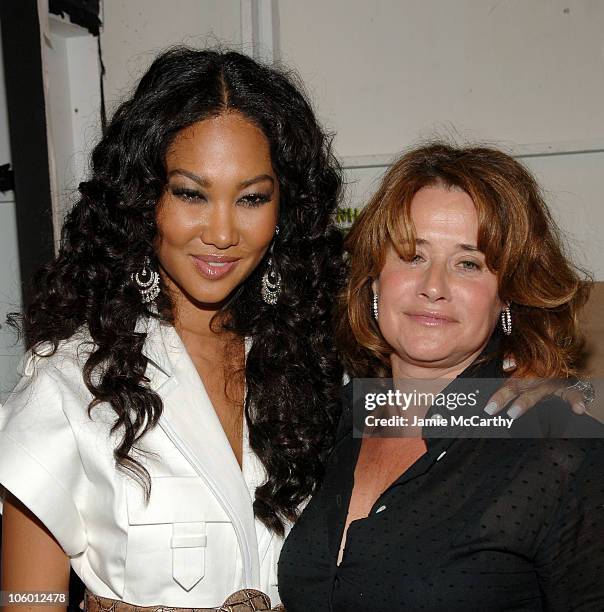 Kimora Lee Simmons and Lorraine Bracco during Olympus Fashion Week Spring 2007 - Baby Phat - Backstage at The Tent, Bryant Park in New York City, New...