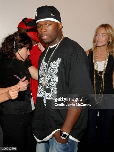 Cent during Olympus Fashion Week Spring 2007 - Baby Phat - Backstage at The Tent, Bryant Park in New York City, New York, United States.