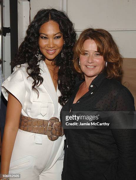 Kimora Lee Simmons and Lorraine Bracco during Olympus Fashion Week Spring 2007 - Baby Phat - Backstage at The Tent, Bryant Park in New York City, New...