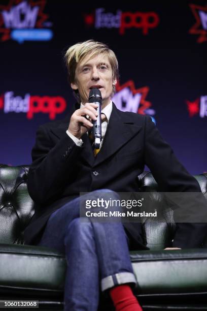 Director Crispian Mills attends the 'Slaughterhouse Rulez' panel taking place during MCM London Comic Con at ExCel on October 27, 2018 in London,...