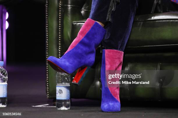 Hermione Corfield attends the 'Slaughterhouse Rulez' panel taking place during MCM London Comic Con at ExCel on October 27, 2018 in London, England.