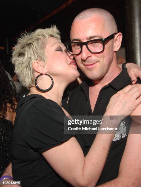 Cyndi Lauper and Alan Cumming during "Cumming" by Alan Cumming Fragrance Launch at Mr. Black in New York City, New York, United States.