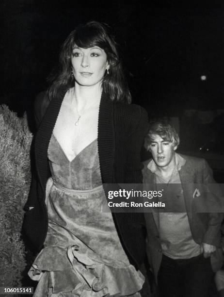 Anjelica Huston and Peter Cook during Birthday Party for Marisa Berenson - February 14, 1981 at Marisa Berenson's Beverly Hills Home in Beverly...