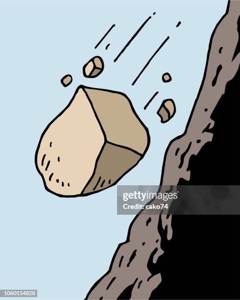 ilustraciones, imágenes clip art, dibujos animados e iconos de stock de caída de rocas - geología
