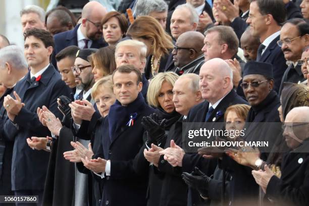 Canadian Prime Minister Justin Trudeau, Morocco's Prince Moulay Hassan, Moroccan King Mohammed VI, US First Lady Melania Trump, US President Donald...