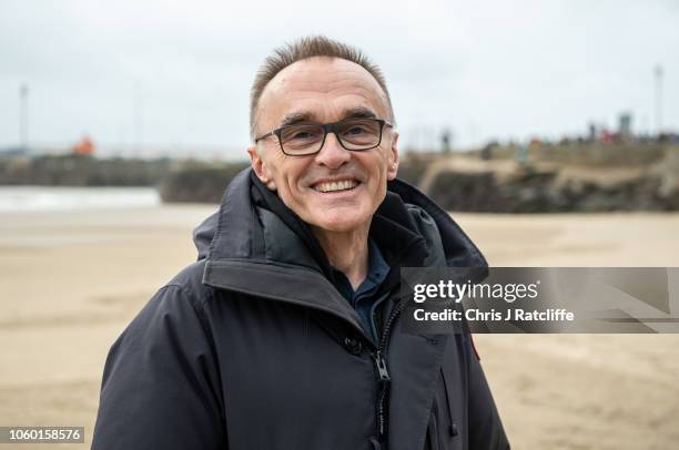 Danny Byle poses for a photograph as members of the public gather on Sunny Sands Beach, Folkstone, for filmmaker Danny Boyle Pages of the Sea,...