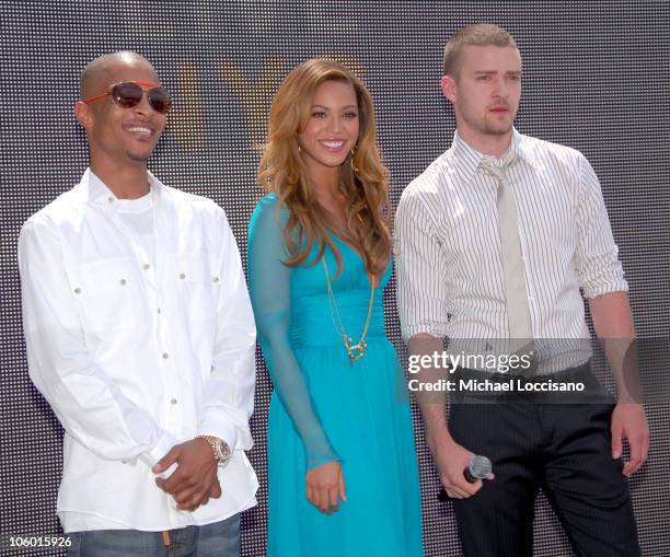 Beyonce and Justin Timberlake during 2006 MTV Video Music Awards - Nomination Announcement at Top of the Rock at Rockefeller Center in New York City,...