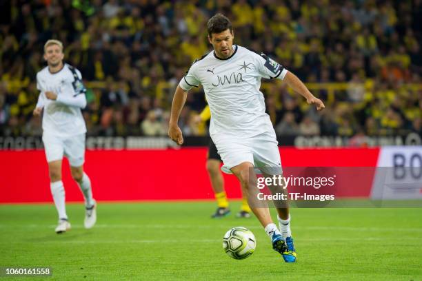 Michael Ballack of Roman and Friends controls the ball during the Frendly Match between BVB Allstars and Roman and Friends at Signal Iduna Park on...