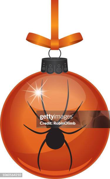 orange spider ornament - christmas nightmare stock illustrations