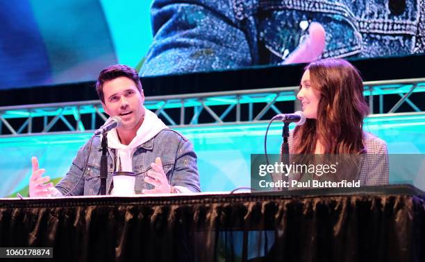 Brett Dalton and Mallory Jansen attend the "Agents of S.H.I.E.L.D" panel during Los Angeles Comic Con at Los Angeles Convention Center on October 27,...