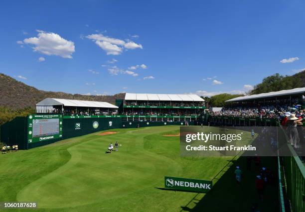 General view of the 18th green during the final round of the Nedbank Golf Challenge at Gary Player CC on November 11, 2018 in Sun City, South Africa.