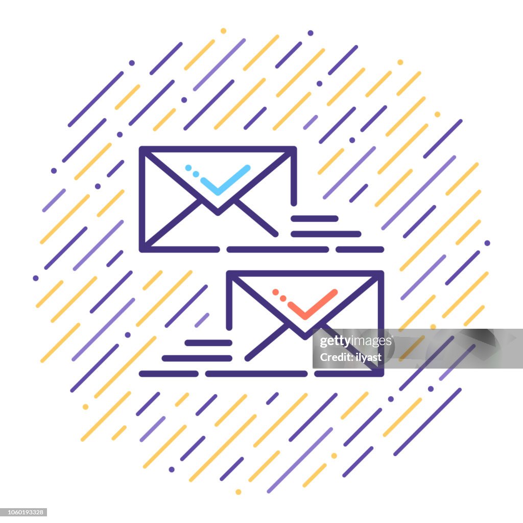 Email Certificate Line Icon Illustration