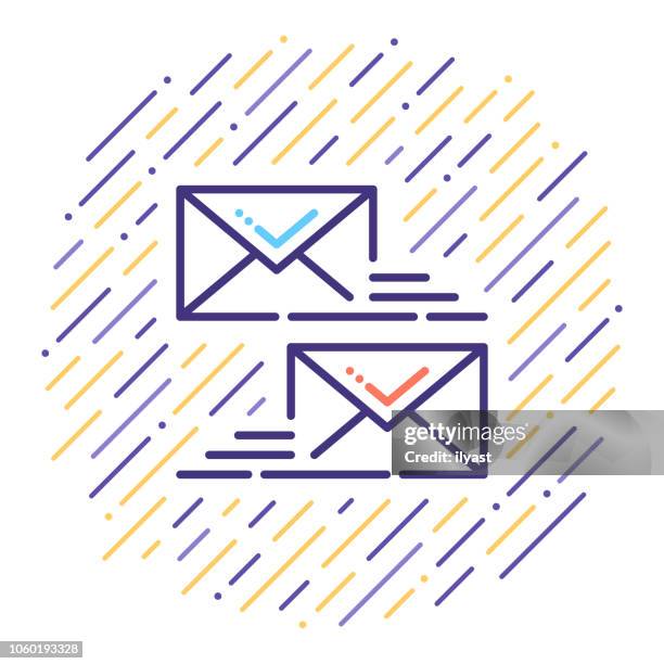 email certificate line icon illustration - signature stock illustrations