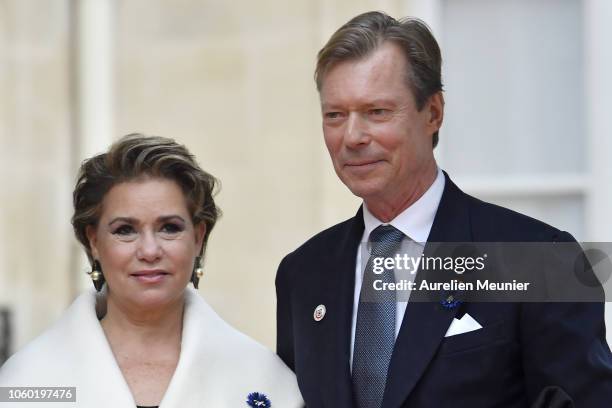 Henri the Grand Duke of Luxembourg and his wife Maria Teresa, Grand Duchess of Luxembourg arrive for the commemoration of the 100th anniversary of...