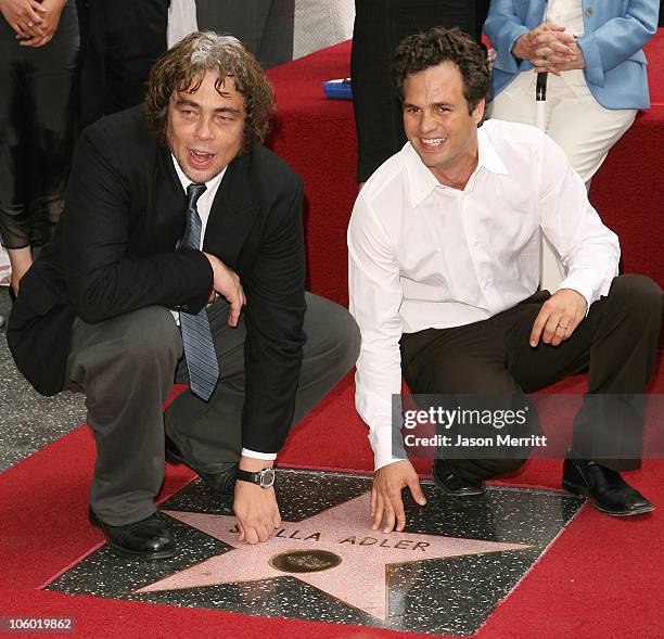 Benicio Del Toro and Mark Ruffalo during Stella Adler Honored With Posthumous Star on The Hollywood Walk of Fame at Hollywood Blvd in Hollywood,...