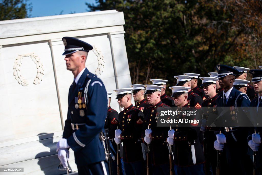 Presidential Armed Forces Full Honor Wreath-Laying Ceremony Marks Veterans Day At Arlington National Cemetery