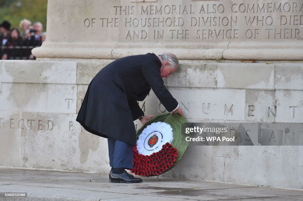 Prince Of Wales Attends Remembrance Service At Guards Chapel