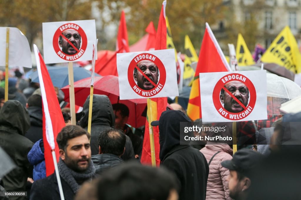 Protest Against The Presence Of Donald Trump In Paris