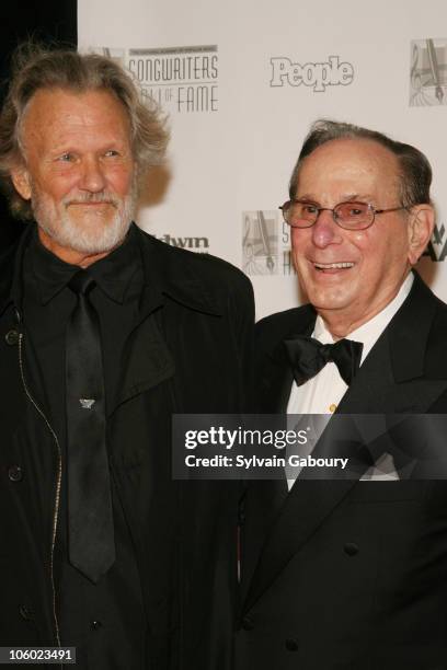 Kris Kristofferson and Hal David during The Songwriters Hall Of Fame Ceremony, 2006 at Marriott Marquis Hotel in New York, New York, United States.