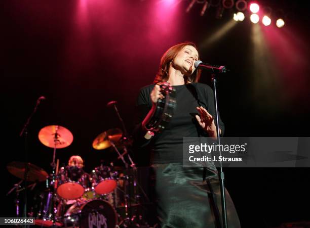 Belinda Carlisle and Gina Schock of the Go-Go's during The Go-Go's and Morningwood Perform Live at the Greek Theater - July 14, 2006 at Greek Theatre...