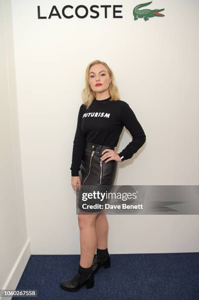 Ciara Charteris poses in the Lacoste VIP Lounge at the 2018 Nitto ATP World Tour Tennis Finals at The O2 Arena on November 11, 2018 in London,...