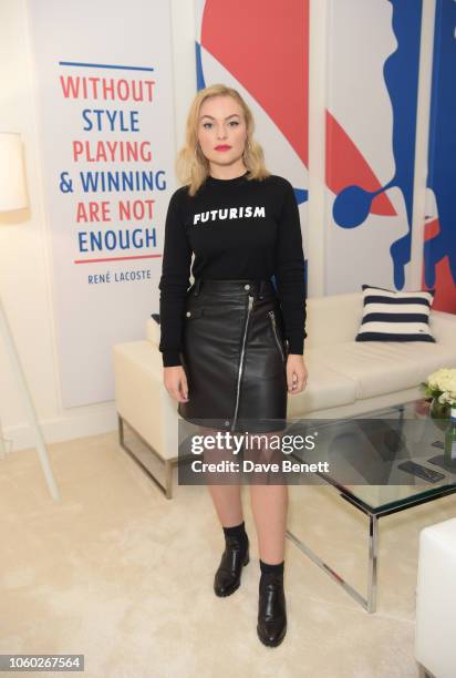 Ciara Charteris poses in the Lacoste VIP Lounge at the 2018 Nitto ATP World Tour Tennis Finals at The O2 Arena on November 11, 2018 in London,...