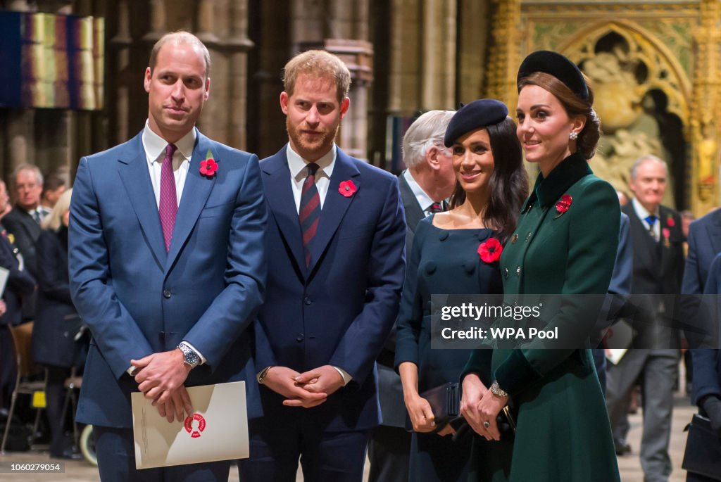 The Queen Attends A Service At Westminster Abbey Marking The Centenary Of WW1 Armistice