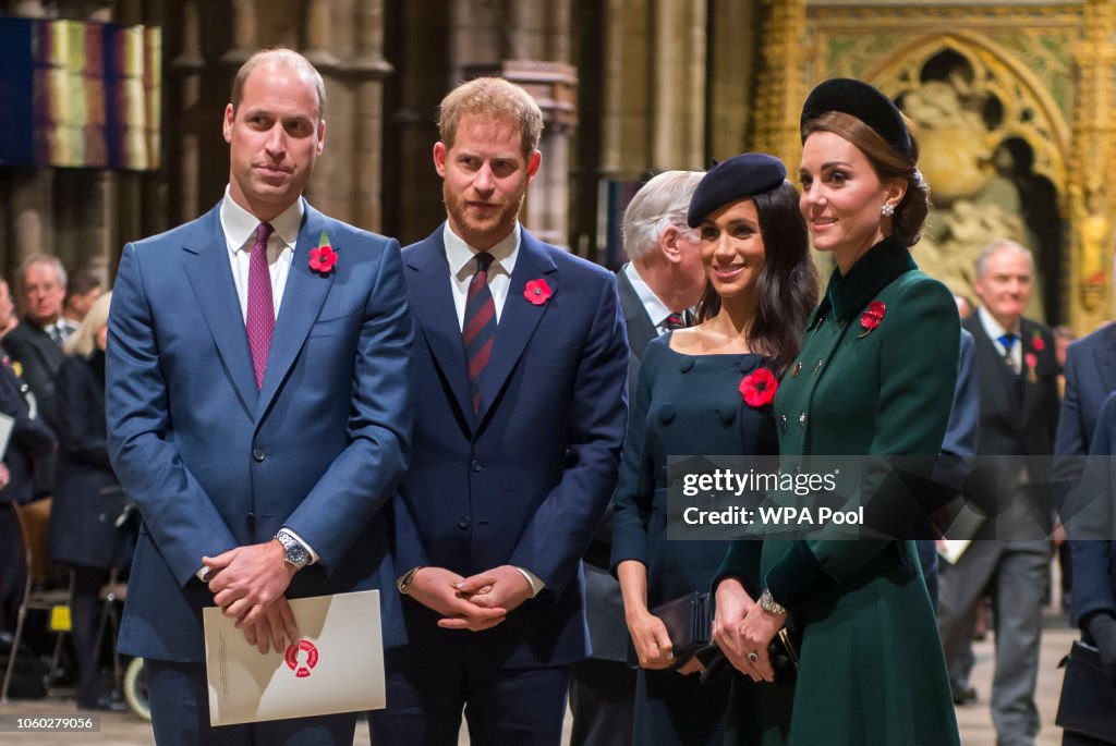 The Queen Attends A Service At Westminster Abbey Marking The Centenary Of WW1 Armistice