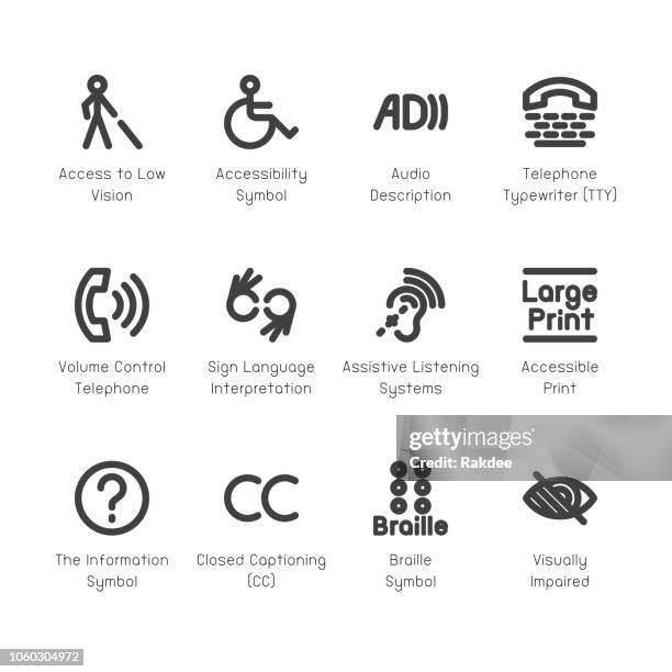 ilustraciones, imágenes clip art, dibujos animados e iconos de stock de iconos de accesibilidad discapacitados - línea serie - disabled accessibility