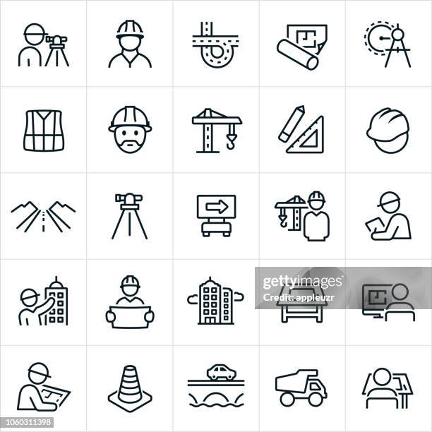 engineering icons - drawing board stock illustrations