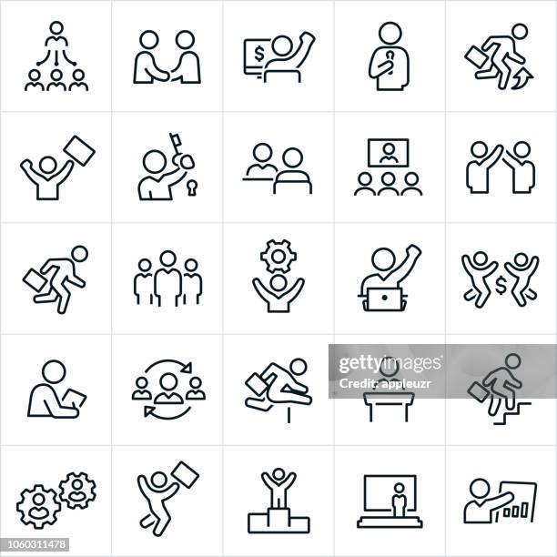 business people icons - arms raised icon stock illustrations