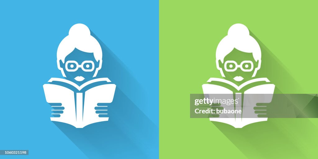 Reading Book Icon with Long Shadow