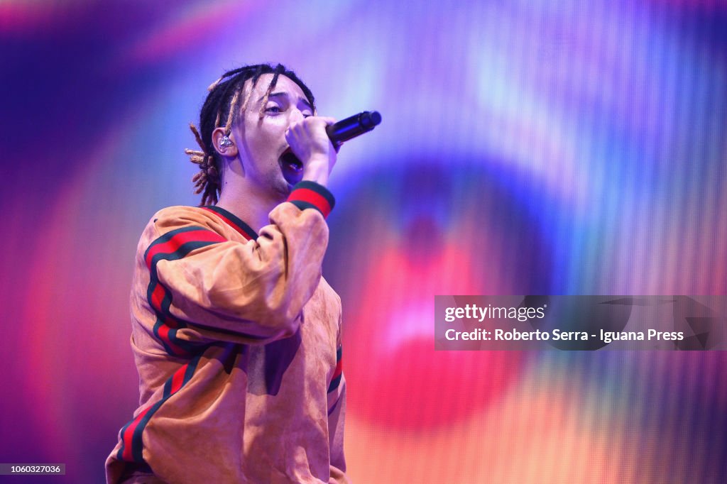 Ghali Italian Rapper Concert Italian rapper and musician Ghali Amdouni performs on stage at Unipol ...