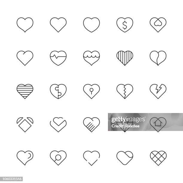 ilustrações, clipart, desenhos animados e ícones de ícones de coração - série de linha fina - valentines day home
