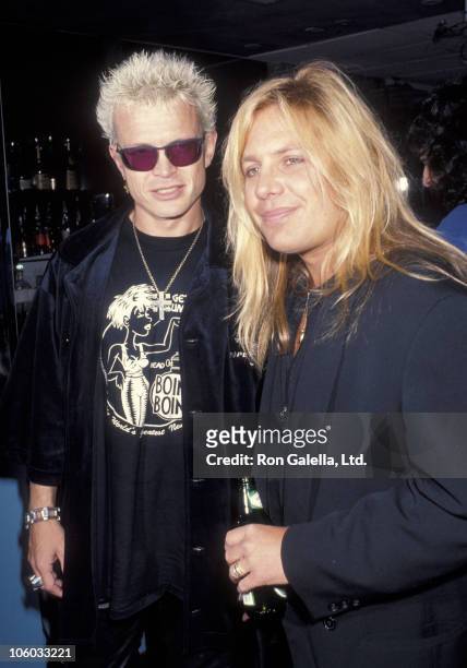 Billy Idol and Vince Neil during Listening Party for Vince Neil's "Exposure" - April 12, 1993 at Ava's Nightclub in West Hollywood, California,...