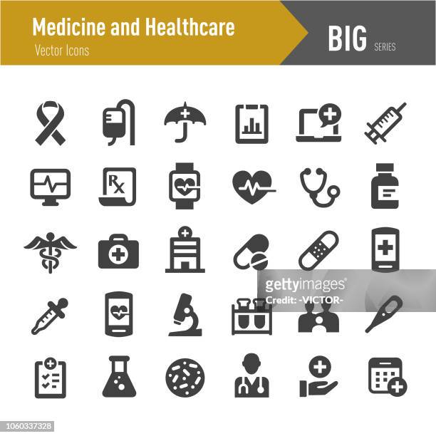 illustrazioni stock, clip art, cartoni animati e icone di tendenza di icone della medicina e dell'assistenza sanitaria - big series - medico