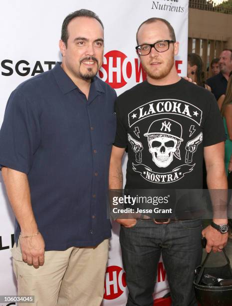 David Zayas and Ethan Embry during "Weeds" Season Two Premiere - Arrivals at The Egyptian Theatre in Hollywood, California, United States.