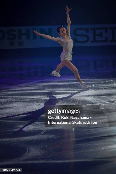 Satoko Miyahara of Japan performs in the Gala Exhibition during day three of the ISU Grand Prix of Figure Skating NHK Trophy at Hiroshima Prefectural...