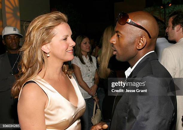 Elizabeth Perkins and Romany Malco during "Weeds" Season Two Premiere - After Party at Ren-Mar Studios in Hollywood, California, United States.