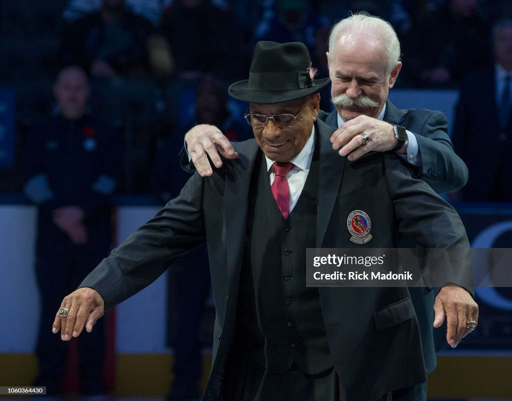 .................. during 1st period action of the Legends Classic Game.