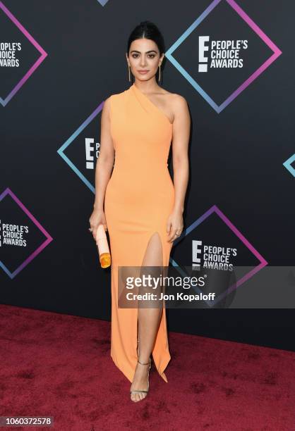 Emeraude Toubia attends the People's Choice Awards 2018 at Barker Hangar on November 11, 2018 in Santa Monica, California.