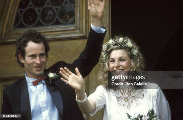 John McEnroe and Tatum O'Neal during Wedding of John McEnroe and Tatum O'Neal - August 1, 1986 at St. Dominic's Church in Oyster Bay, New York,...