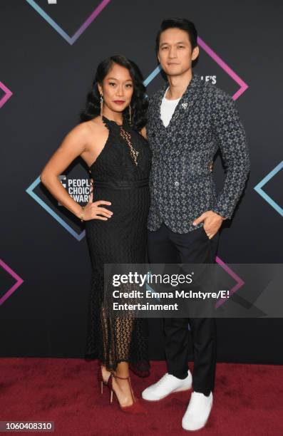 Pictured: Shelby Rabara and Harry Shum Jr. Arrive to the 2018 E! People's Choice Awards held at the Barker Hangar on November 11, 2018 -- NUP_185068...