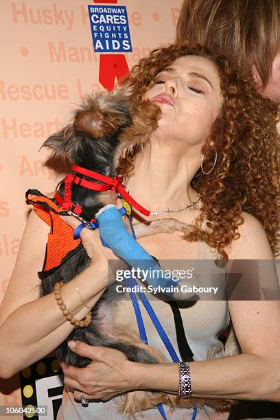 Bernadette Peters and dog, Molly during Broadway Barks! 8 at Shubert Alley in New York, NY, United States.