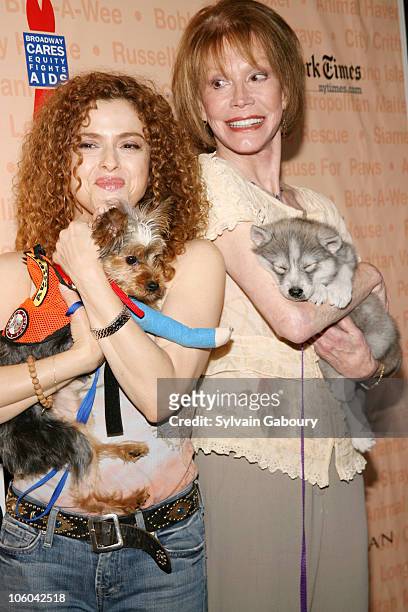 Bernadette Peters with dog, Molly and Mary Tyler Moore with dog, Timber